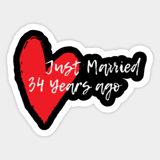 Just Married 34 Years Ago Wife Husband Anniversary Gift Funny